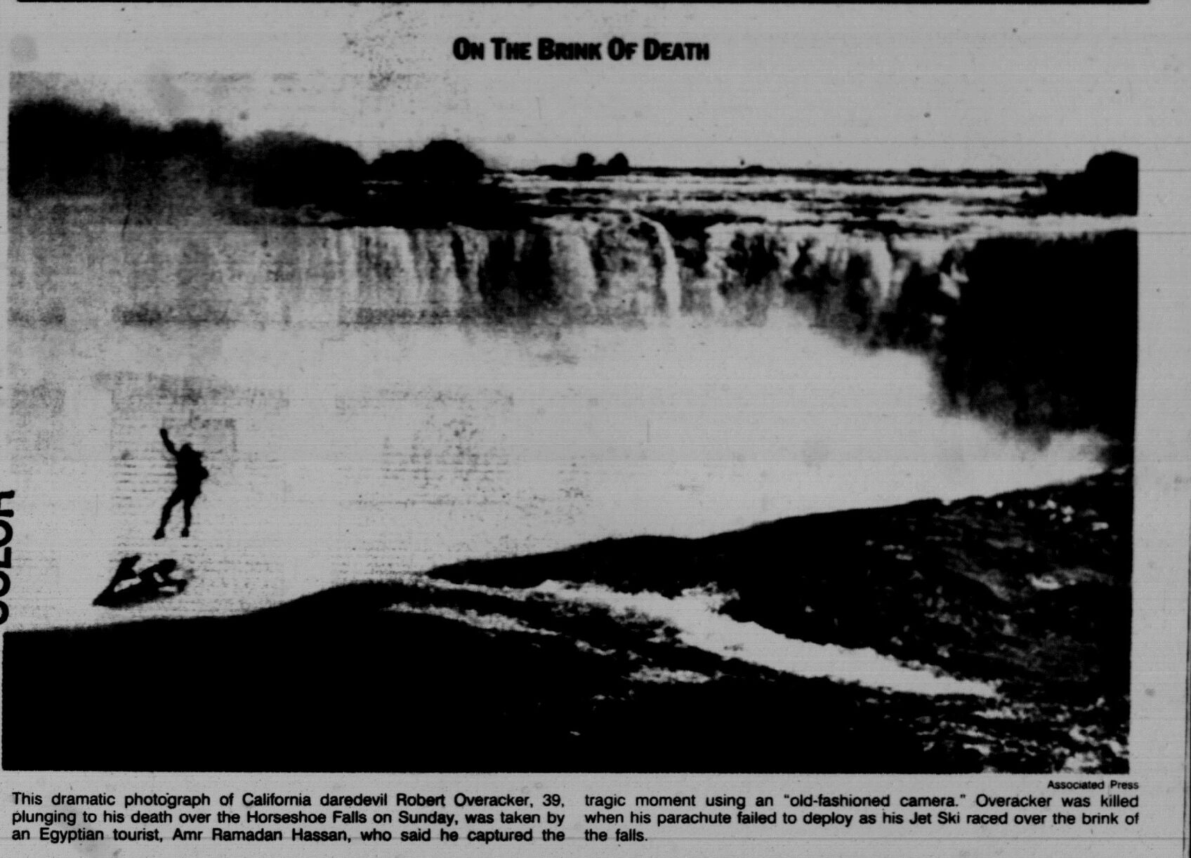 Daredevil riding jet ski over Niagara Falls plunges to his death in 1995